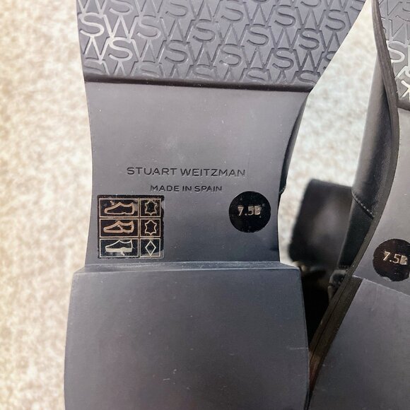 Stuart Weitzman 5050 Bold Zip Bootie Ankle Boots Black Leather US 7.5 Made SPAIN - Picture 11 of 12